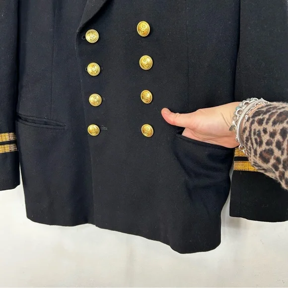 Vintage 60s Royal Navy Lieutenant Rank Military Dress Jacket  Gieves Black Navy - Picture 7 of 16